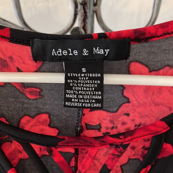Adele & May red and black floral blouse, size: S, never used - Picture 2 of 3